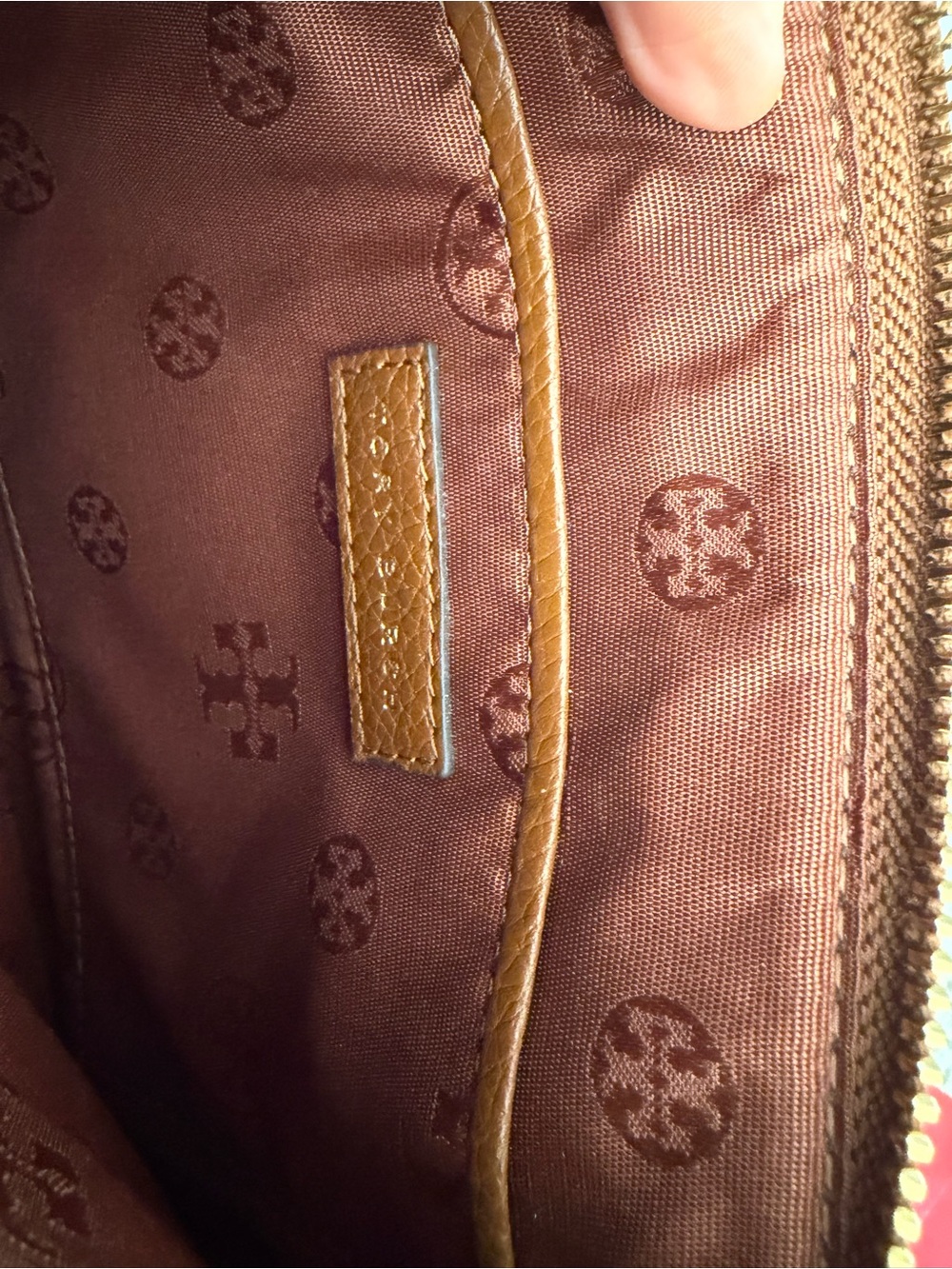 Tory Burch Brown Pebbled Leather Double-Zip Crossbody with Gold Hardware - Picture 6 of 8